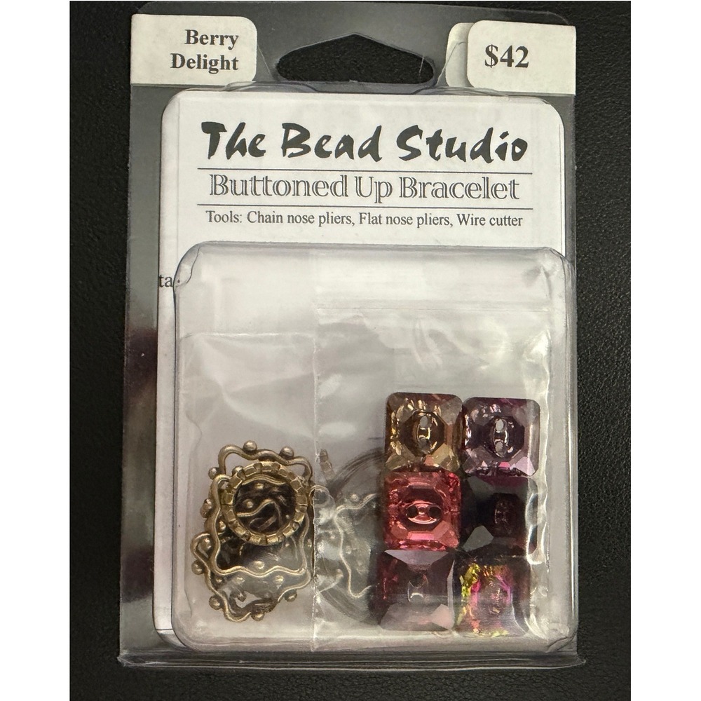 Jewelry Beading Kit Bead Studio Buttoned Up Bracelet Kit Berry Delight  DIY